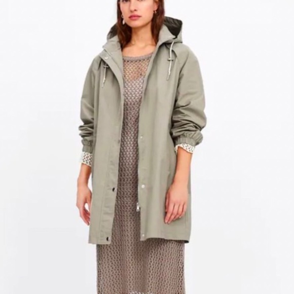 Zara womens water repellant hooded parka jacket XXL NEW - Picture 1 of 11